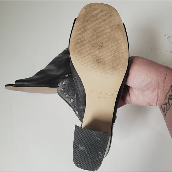 Marc Fisher Dalilah Slip On Peep Toe Mule Heels Size 9 in Black - Picture 4 of 7